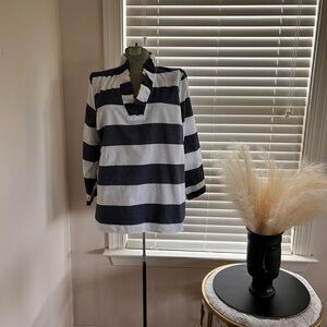 Crown & Ivy Black and White Striped Blouse